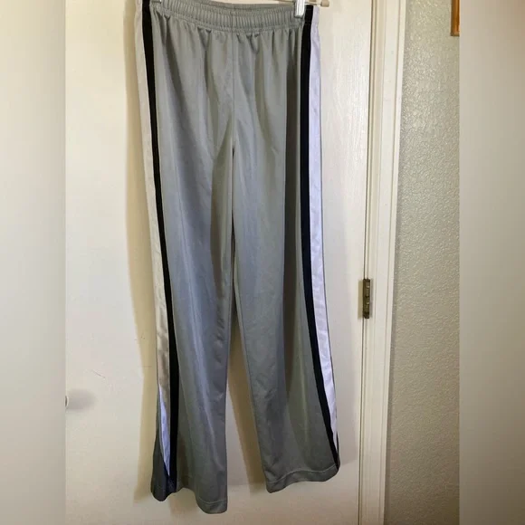 🌞Nike Kid’s Gray Track Pants with White and Black Stripes Down Each Side C - Picture 1 of 5